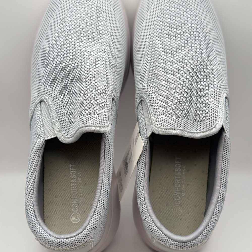 TIOSEBON Men's Grey Mesh Slip On Walking Shoes
